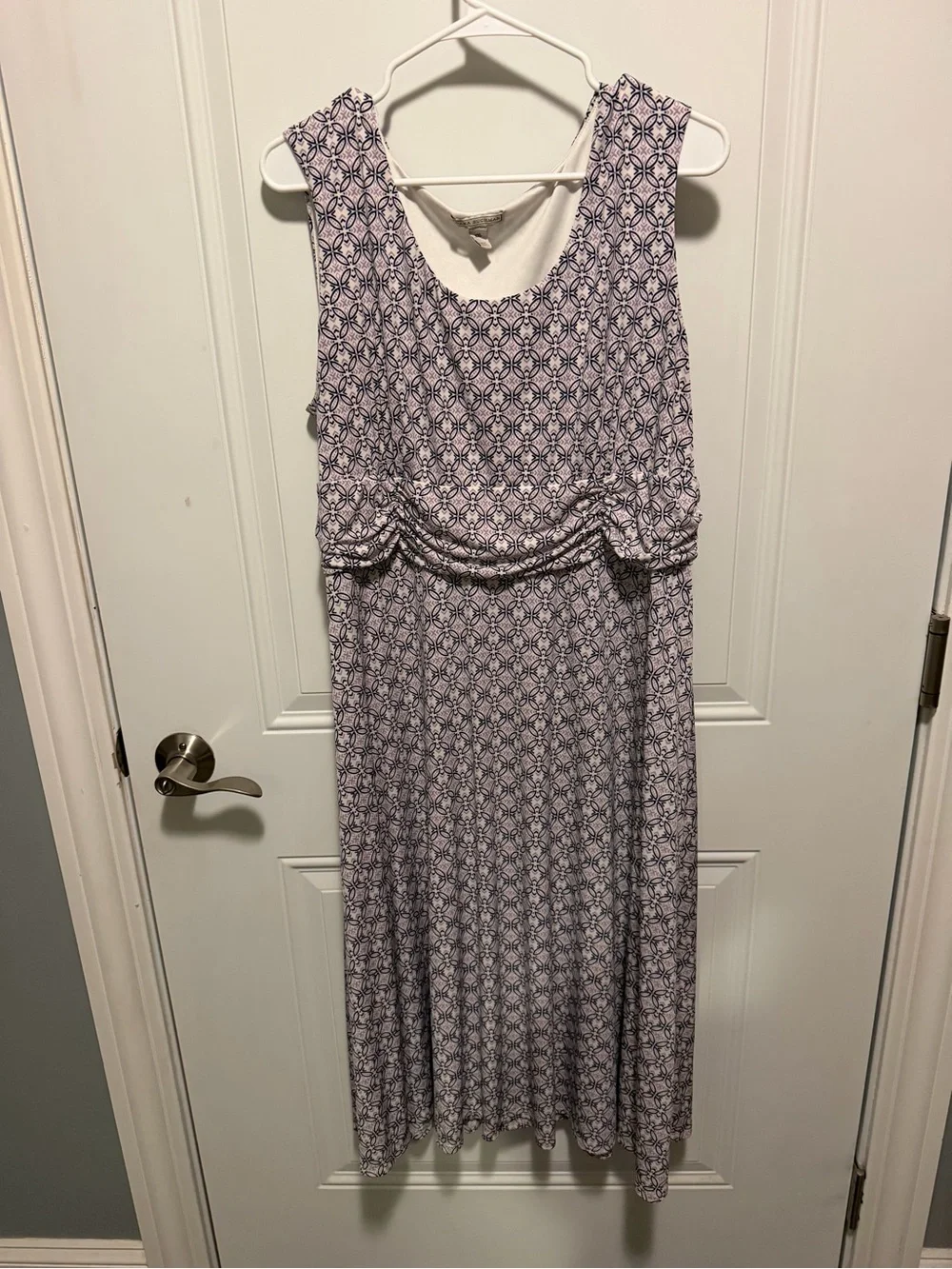 Women’sSleeveless Floral Geometric Dress - Purple and Navy